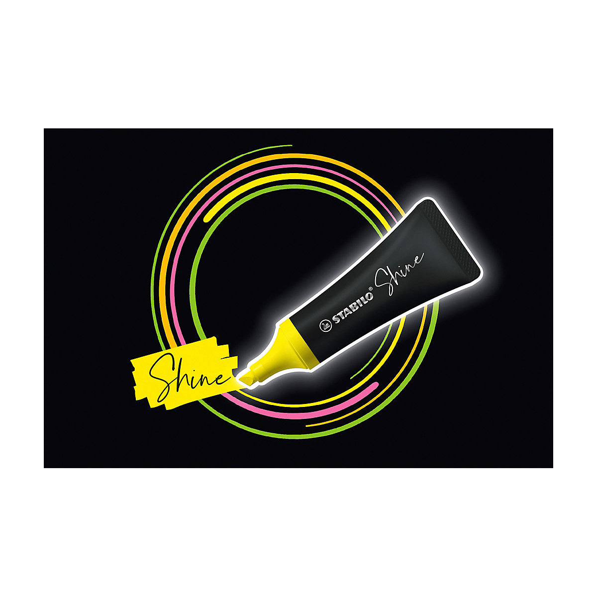 Textmarker SHINE, 4 Farben in Tubenform