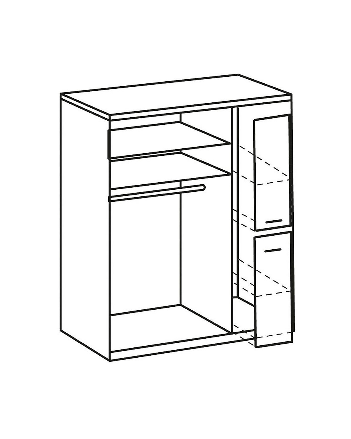 Kleiderschrank Schlafzimmerschrank Lima 135x58x208cm 2-türig mit Apothekerauszügen