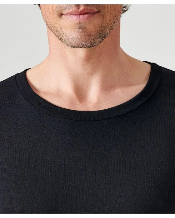 T-shirt col rond fine côte, manches courtes Thermolactyl
