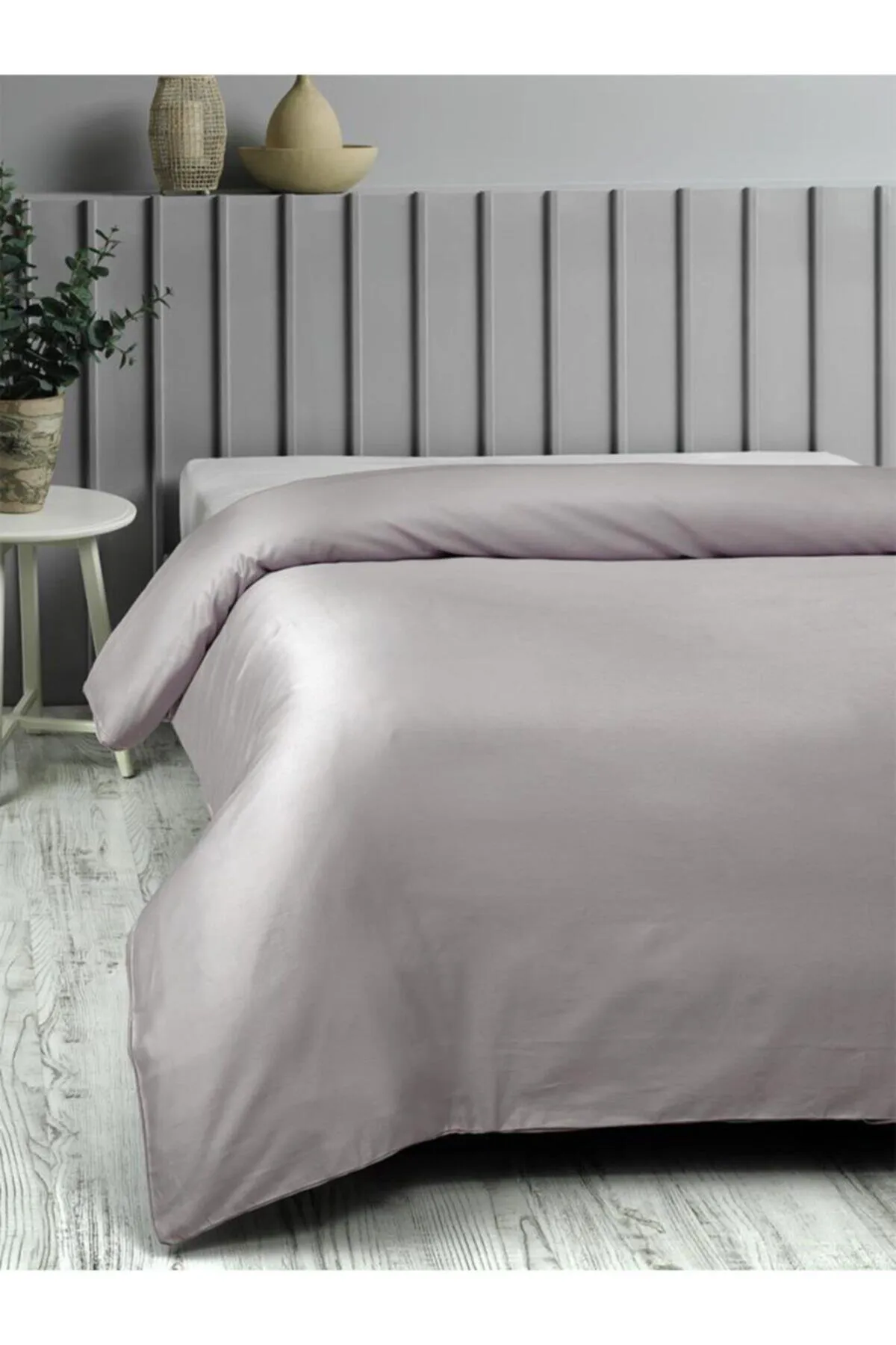 Karna Home  Klassischer Bettbezug/Bettbezug aus Baumwollsatin für Doppelbetten, Stein