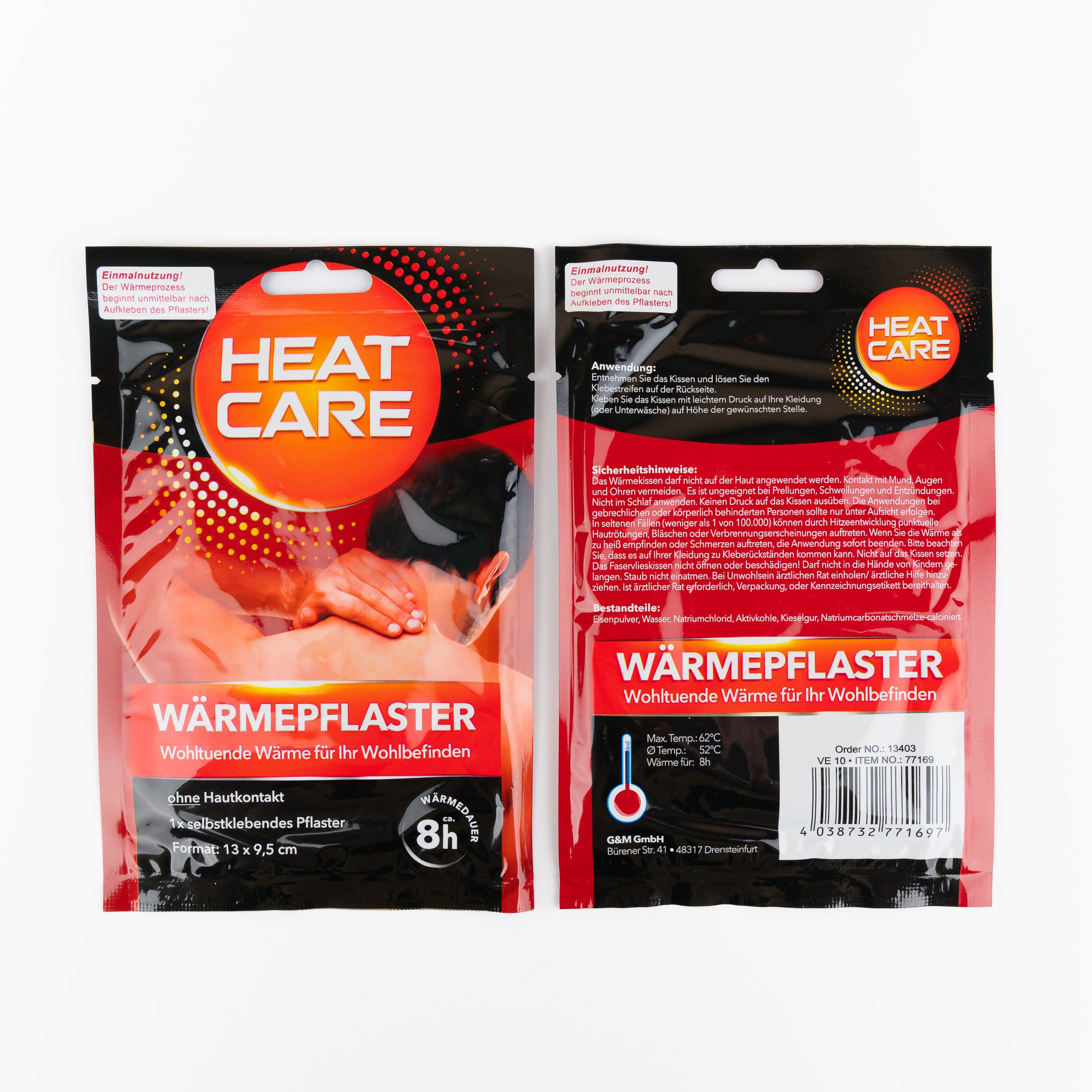 HEAT Wärmepflaster Wärmepflaster selbstklebend, Wärmepads für Rücken Nacken Bauch (Set, 10 St), 13x9,5 cm