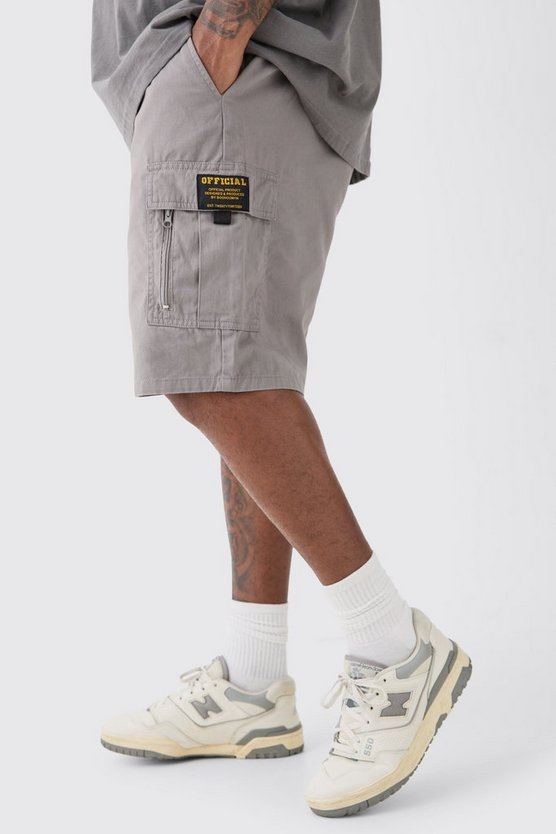 Plus lockere Twill Cargo-Shorts mit Reißverschluss-Detail
