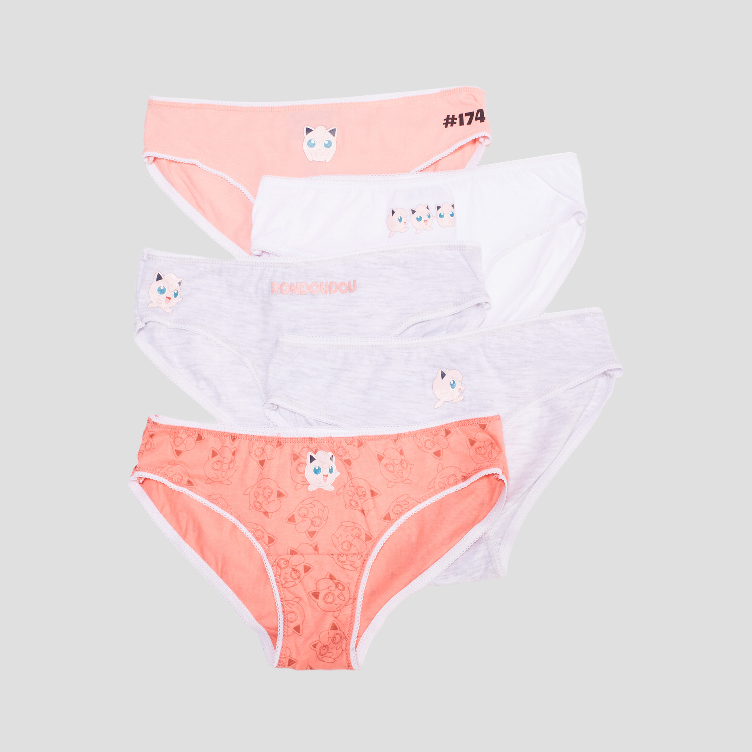 Lot 5 culottes Pokémon Rondoudou rose fille | La Halle