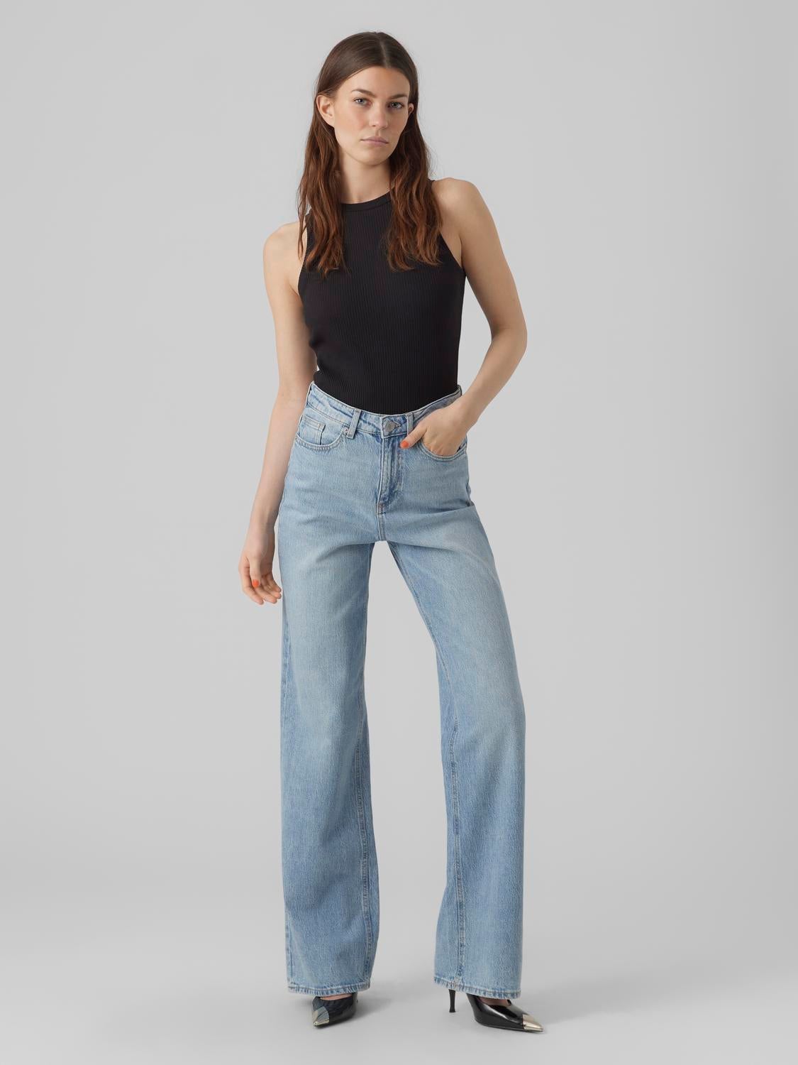 VMTESSA Hohe Taille Weit geschnitten Jeans