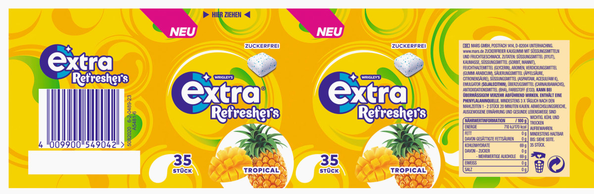 Kaugummi, Refreshers Tropical, zuckerfrei, 35 St