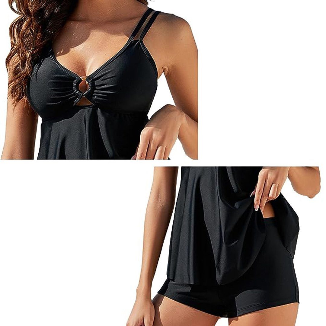 YANN Tankini Damen Zweiteilig Badeanzug Push up Bademoden Bauchweg Tankini Set (1-St) High Waist Beachwear Hotpants Badeanzug mit Zwei Trägern