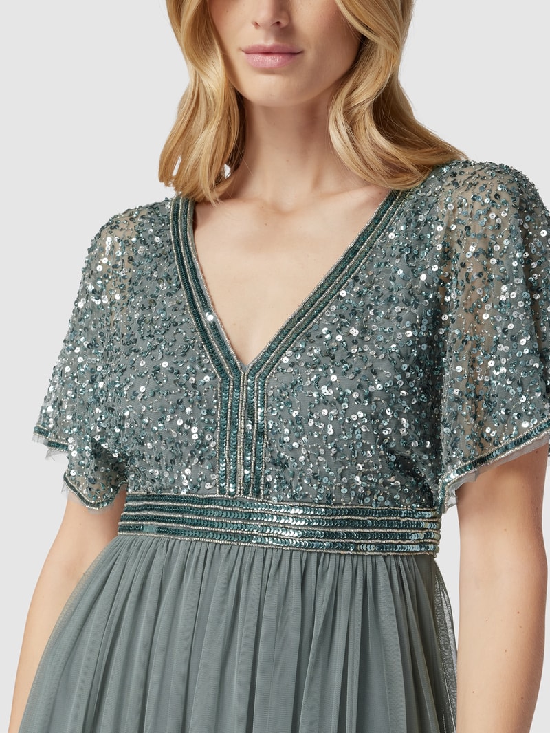 Abendkleid mit Paillettenbesatz in bottle