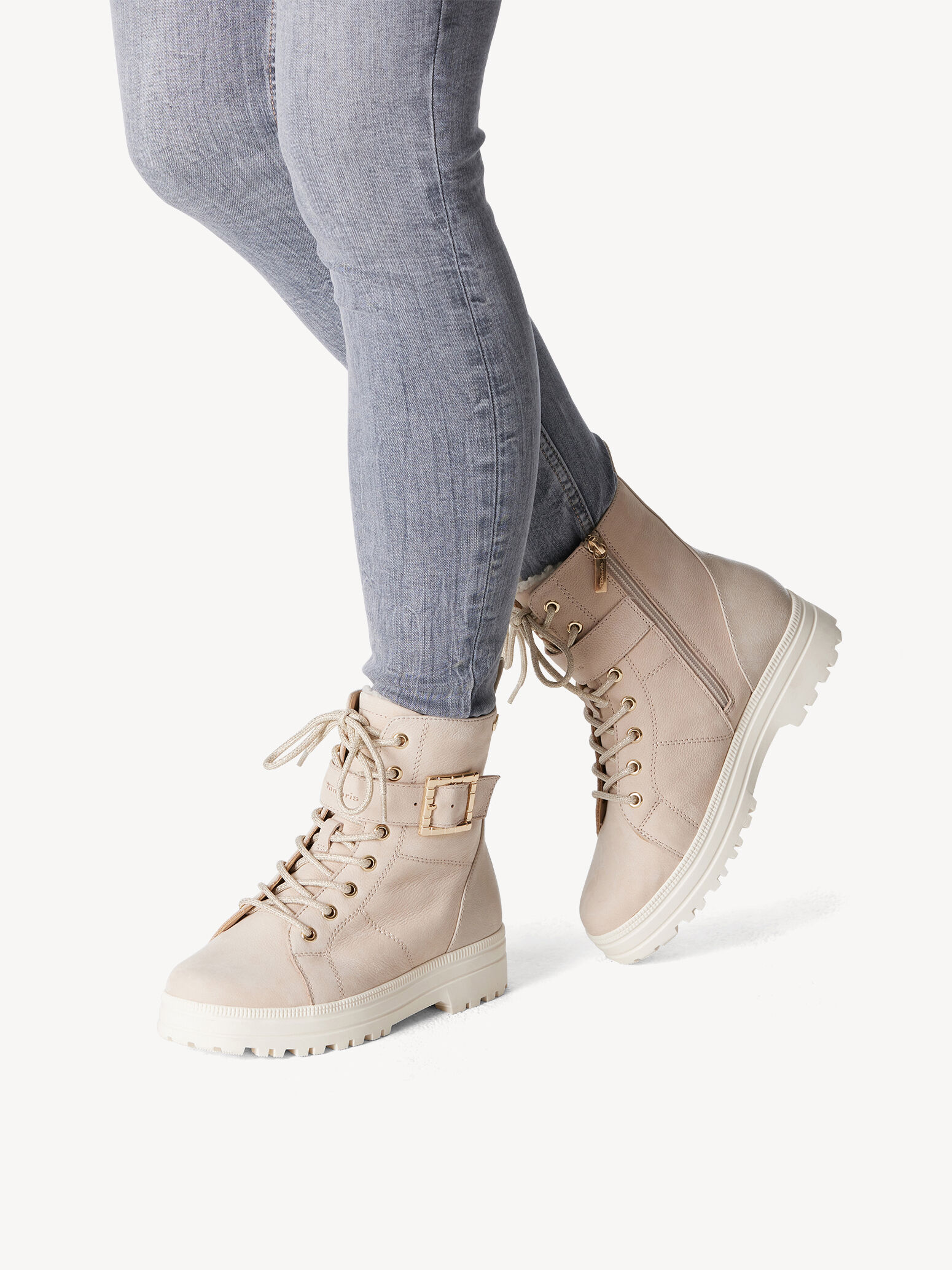 Bottine en cuir - beige
