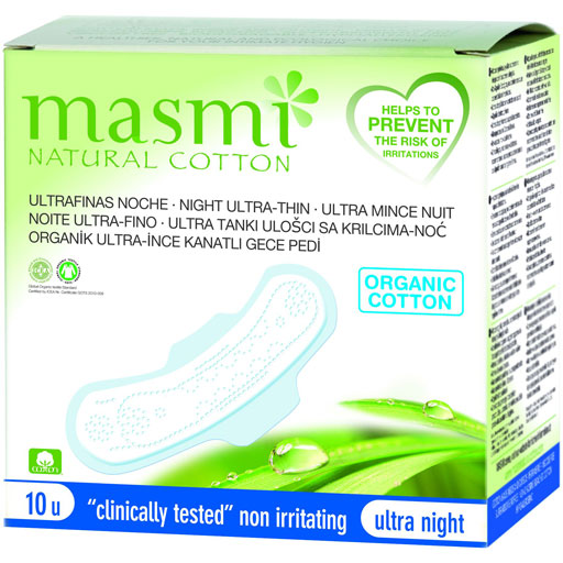 BIO BINDEN ultra Nacht 100% Bio-Baumwolle MASMI  10 St