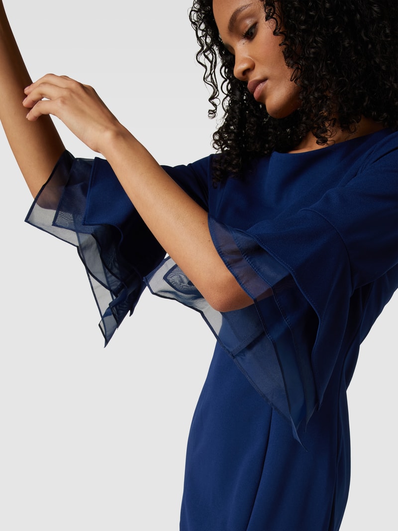 Cocktailkleid mit Trompetenärmeln in marineblau