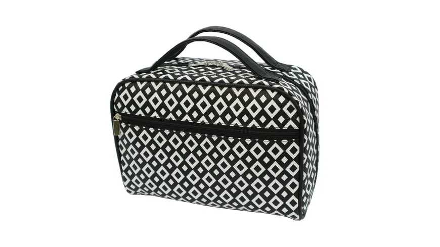 Kosmetiktasche schwarz/weiß mit Rauten