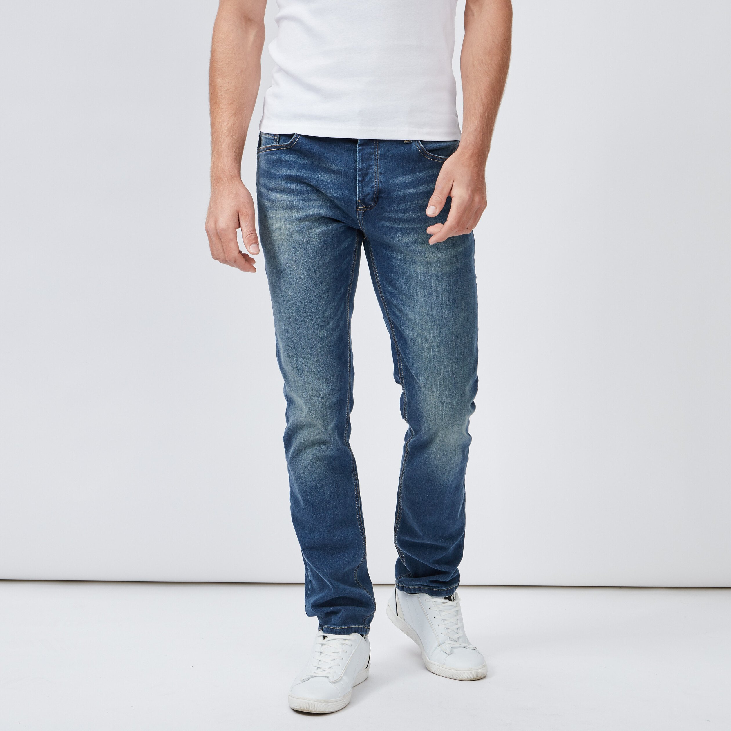 Jeans straight effet délavé denim dirty homme | La Halle