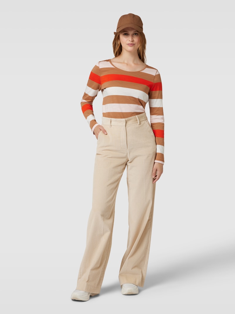 Longsleeve mit Streifenmuster in mittelbraun