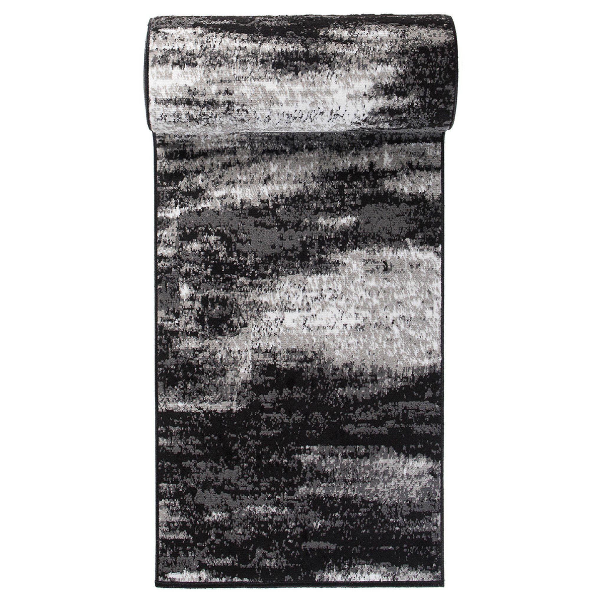 Läufer Läufer Flurläufer Modern für Vorzimmer 80 cm Breit Grau Schwarz, Mazovia, 80 x 100 cm, Kurzflor, Meterware, Höhe 8 mm, Kurzflor - niedrige Florhöhe