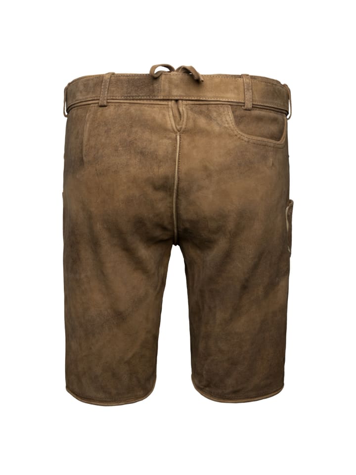 KRÜGER Lederhose Roberto mit Gürtel in braun günstig kaufen