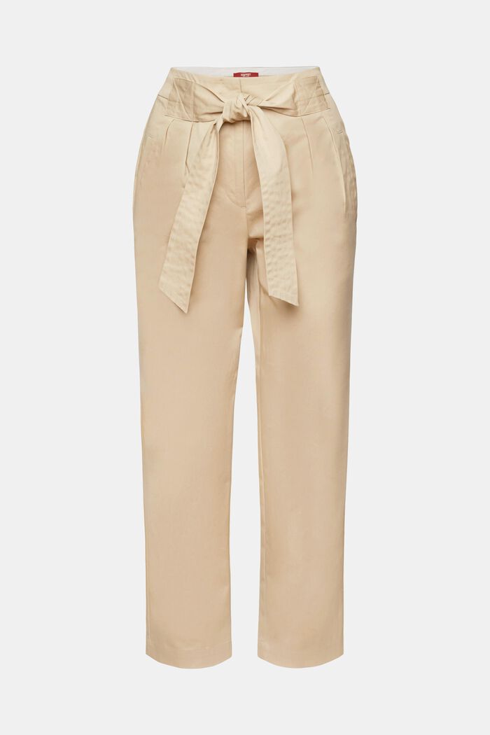 Chinohose mit fixiertem Gürtel, 100 % Baumwolle