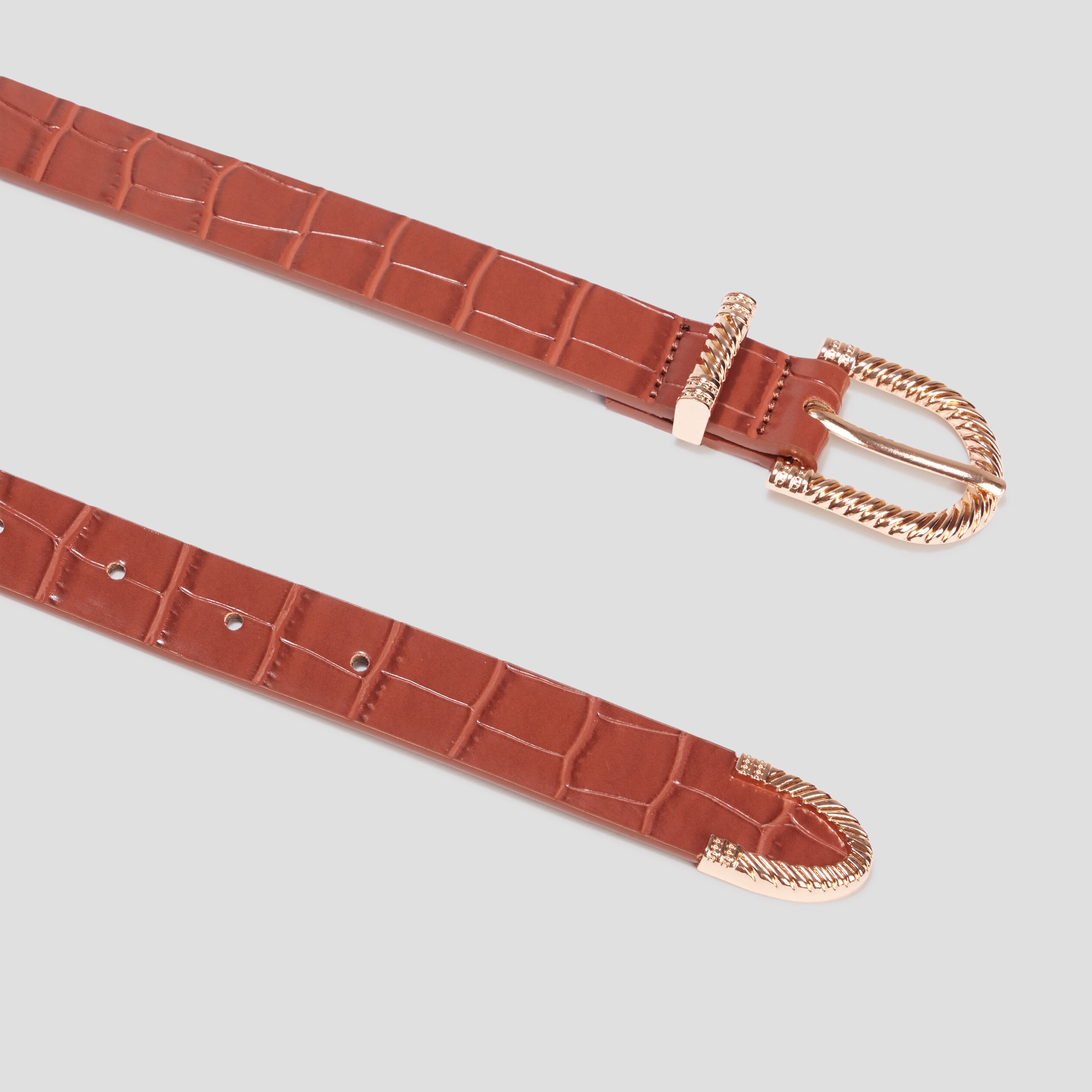 Ceinture aspect croco vernis marron cognac femme | La Halle