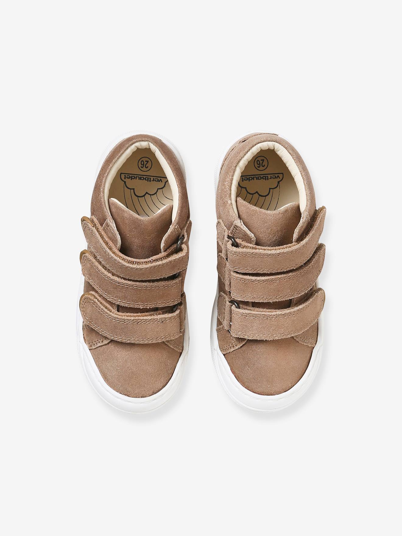 Baskets MID cuir scratchées fille collection maternelle beige doré