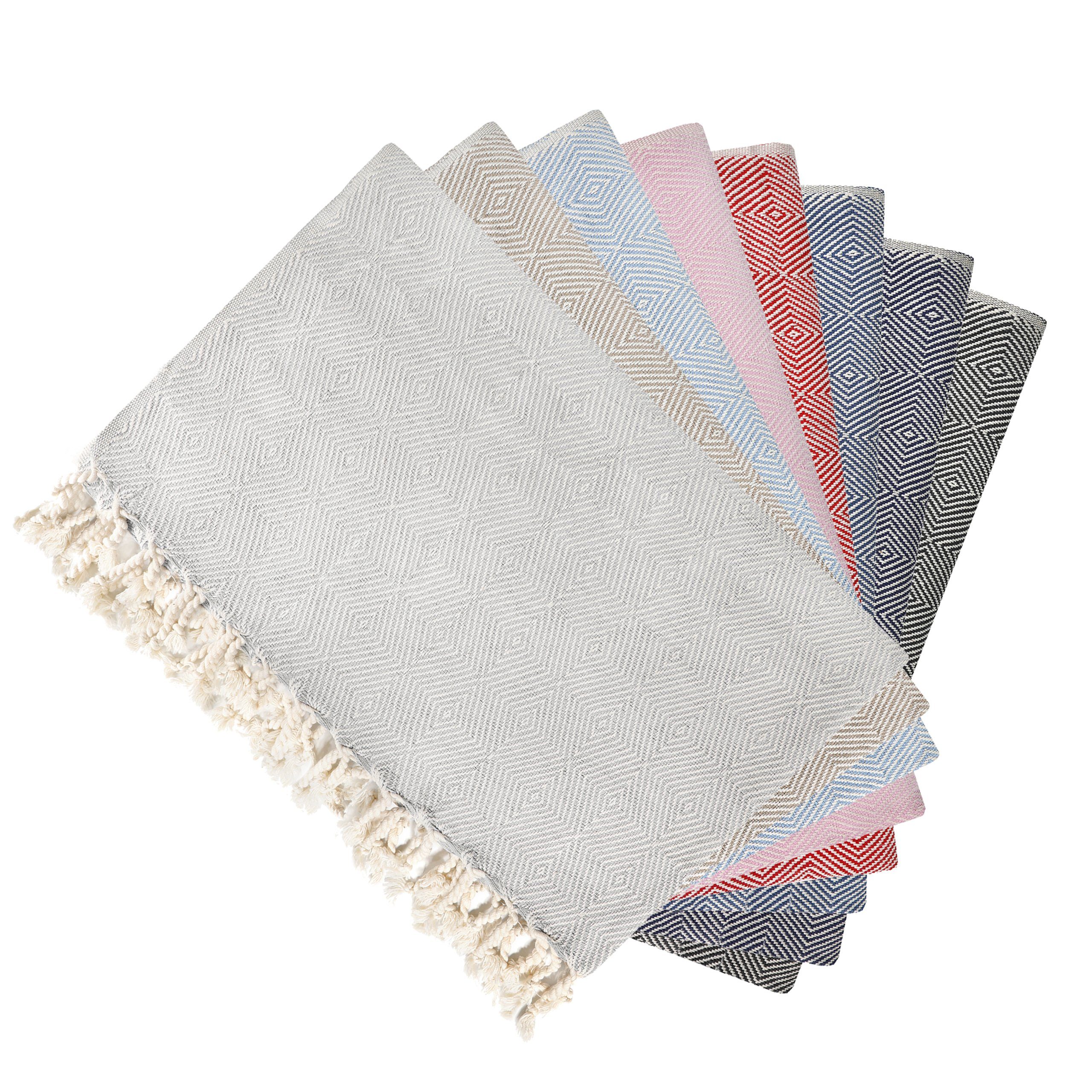 leevitex® Strandtücher KRETA, 100% Baumwolle 100 x 180 cm, Saunatuch, Badetuch, Strandtuch, Pestemal