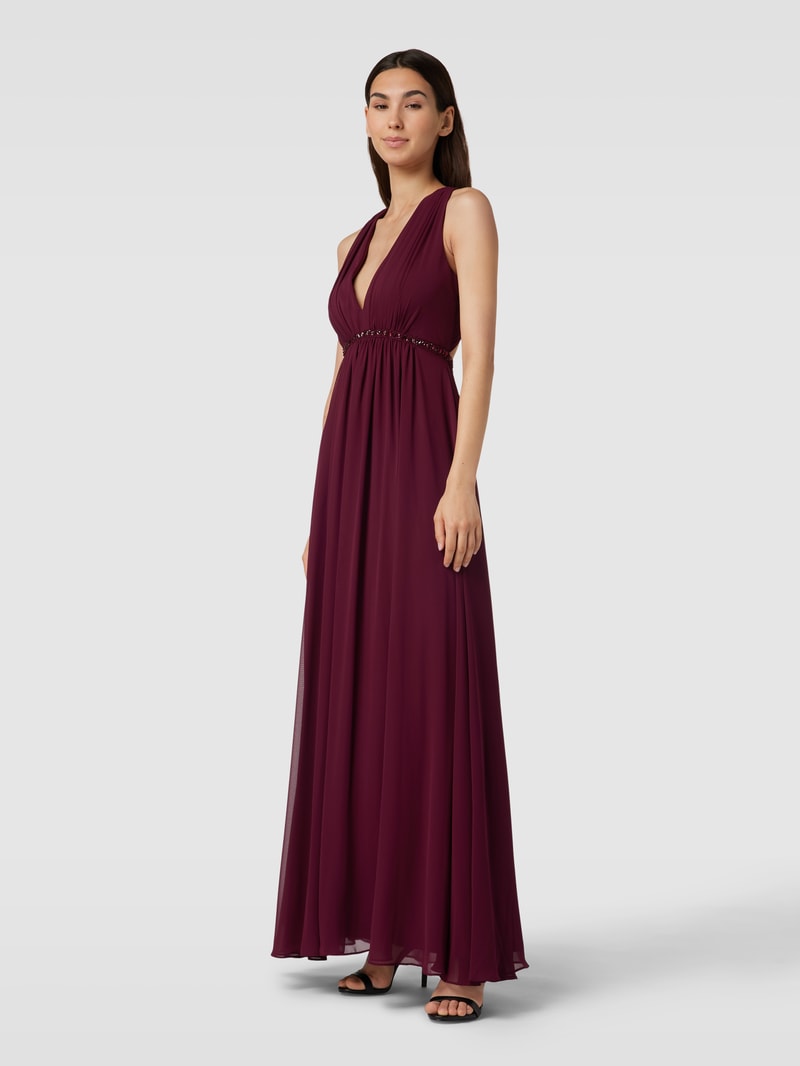 Abendkleid mit Raffungen in kirschrot meliert