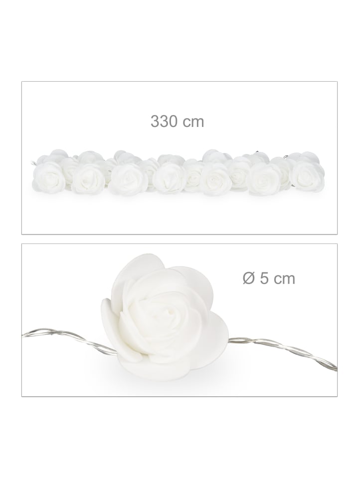 relaxdays Lichterkette Rosen in Weiß - (L)3,3 m günstig kaufen onesize