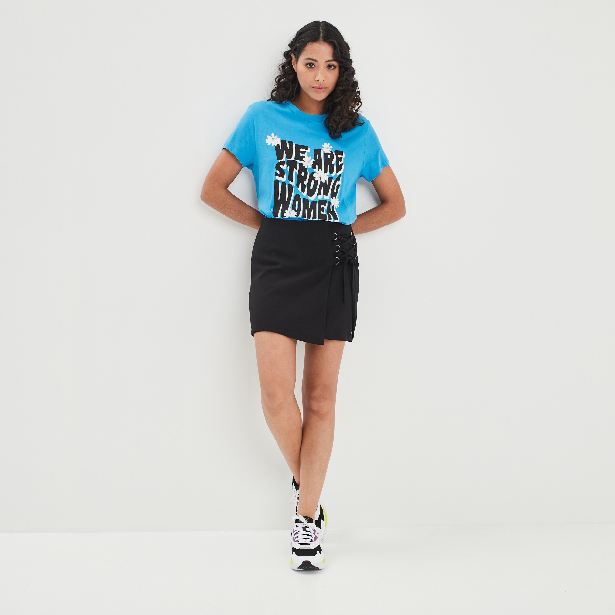 T-shirt manches courtes bleu femme | La Halle