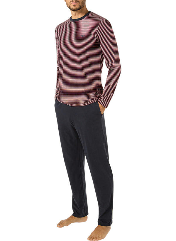 EMPORIO ARMANI, Pyjama, Jersey, navy-bordeaux gestreift