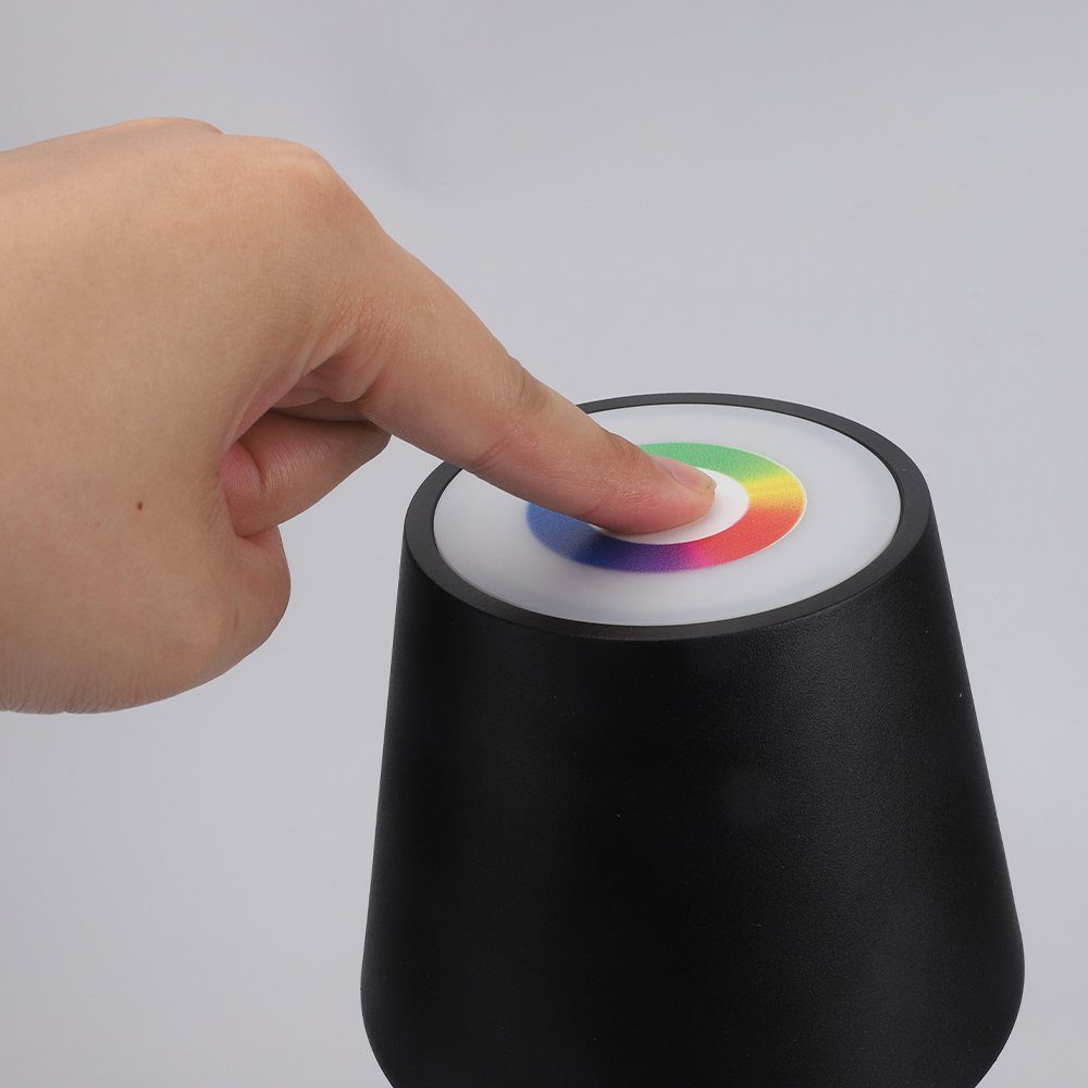 Bedee LED Tischleuchte Dimmbare LED Akku Tischleuchte Indoor & Outdoor Wiederaufladbar, 2 Stück, Akku Tischlampe, LED fest integriert, RGB Farben IP54 Dimmbare LED Akku Tischleuchte mit USB Ladestation, Für drinnen und draußen Designer Tischleuchte m
