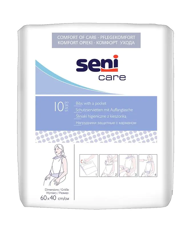 Seni Care, vienkartiniai higieniniai seilinukai su kišene
