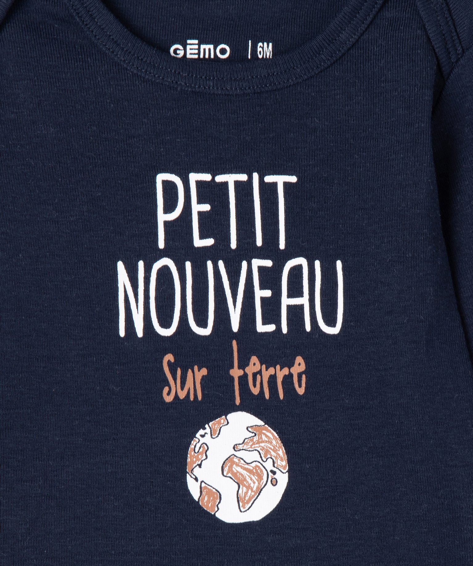Body bébé à manches longues à motifs marins (lot de 3) marine | GEMO