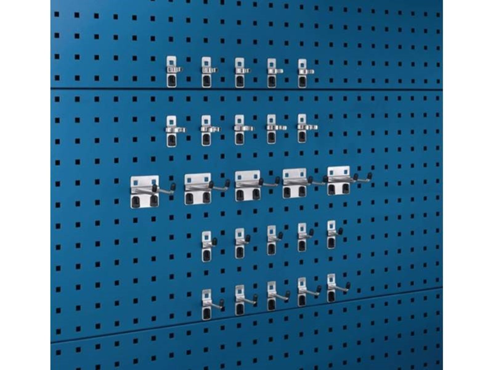 Bott Arbeitsplatte Werkzeughaltersortiment 25-tlg.verzinkt f.Lochplatten 15 Haken/10 Klem