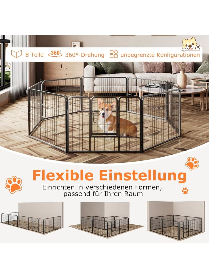 COSTWAY 8 tlg. Welpenauslauf 60cm hoch in Schwarz günstig kaufen onesize