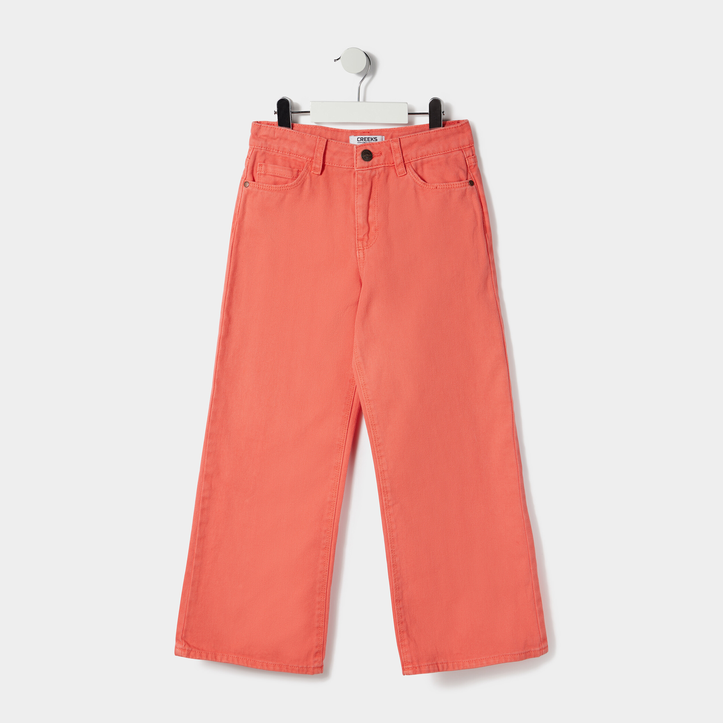 Pantalon wide leg Creeks rose corail fille | La Halle