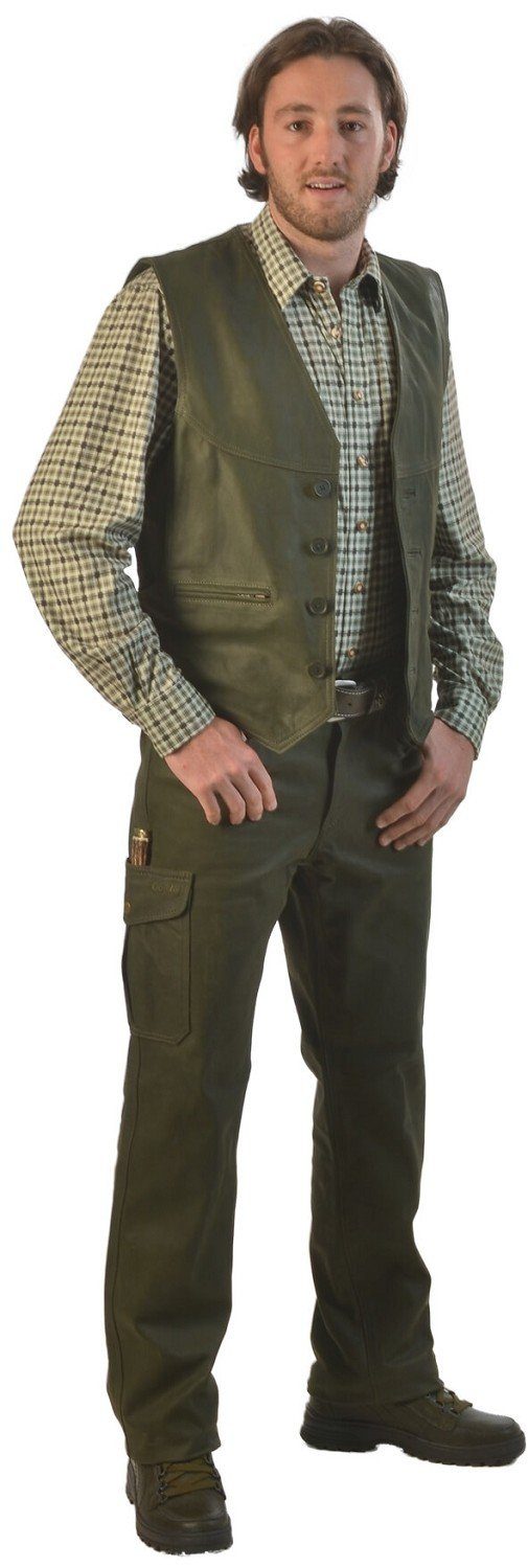 La Chasse® Lederhose Jagd Lederhose aus Büffelleder mit Beintasche Herren strapazierfähig
