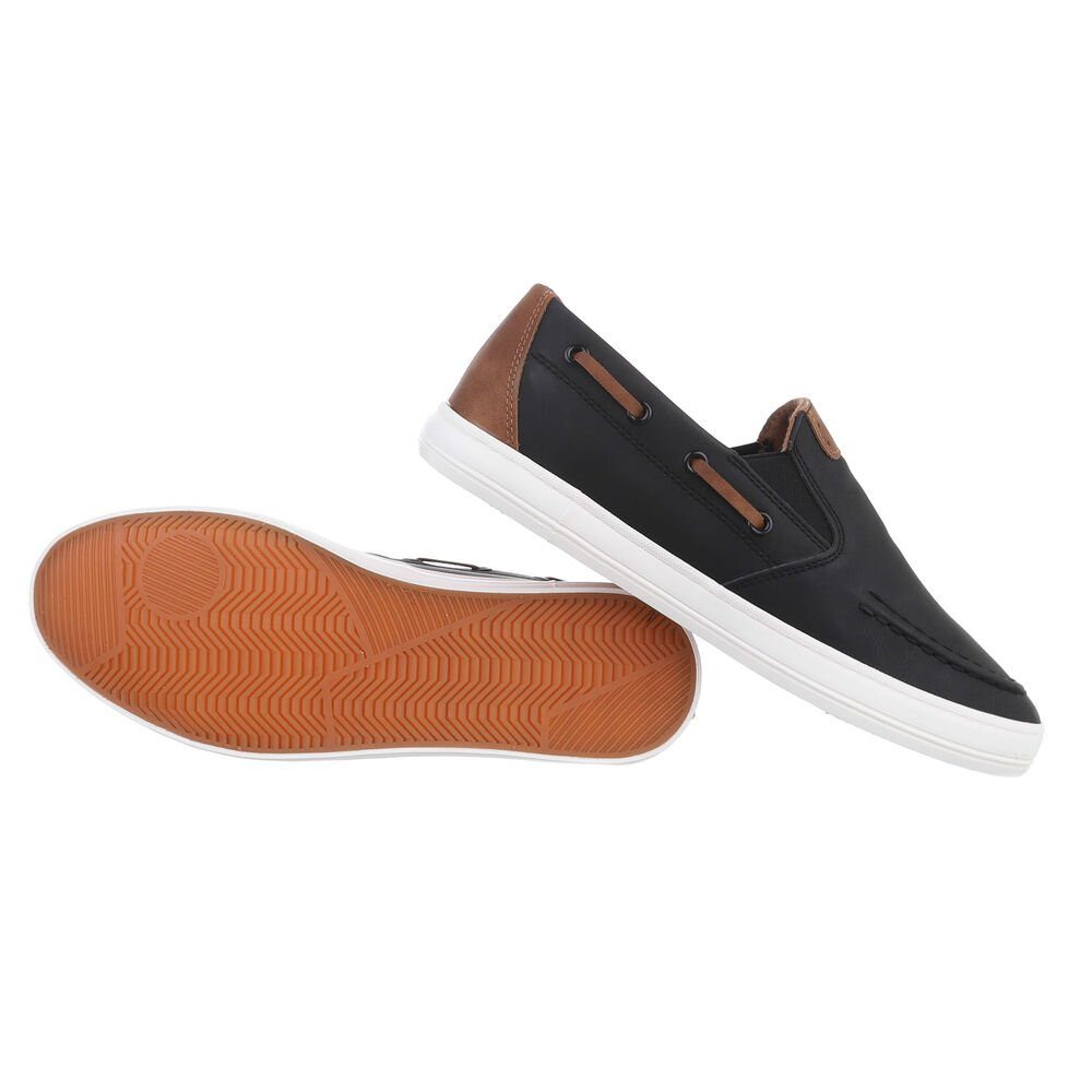 Ital-Design Herren Mokassins Freizeit Slipper Flach Slipper in Schwarz