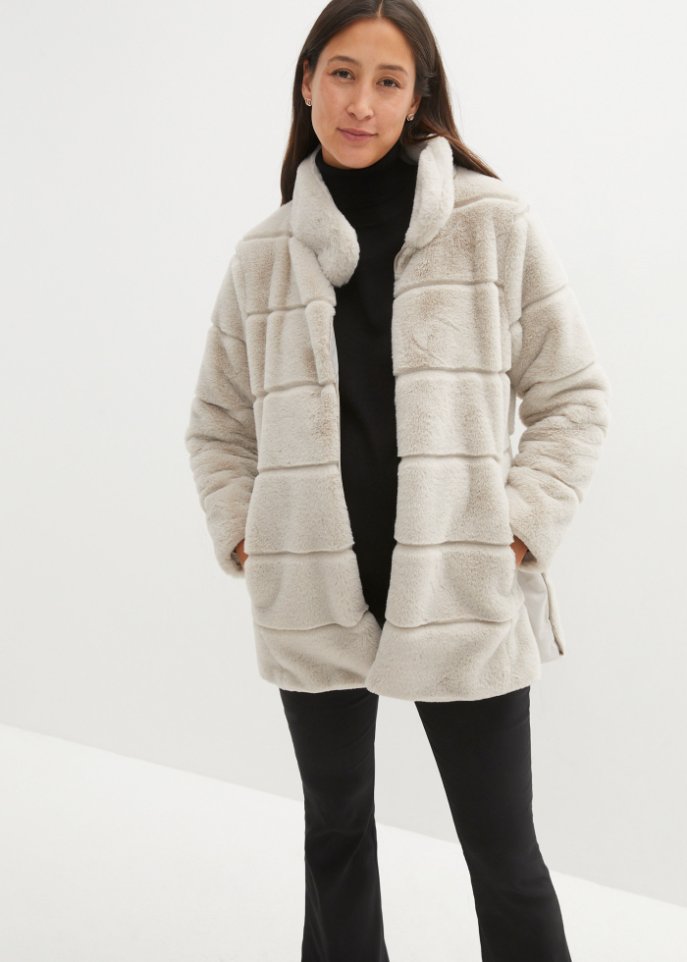 Gesteppt-Fellimitat Umstandsjacke / Tragejacke