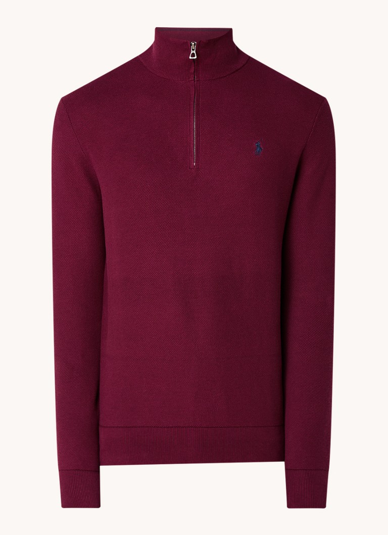Ralph Lauren Fine-knit pullover with half zip and logo embroidery