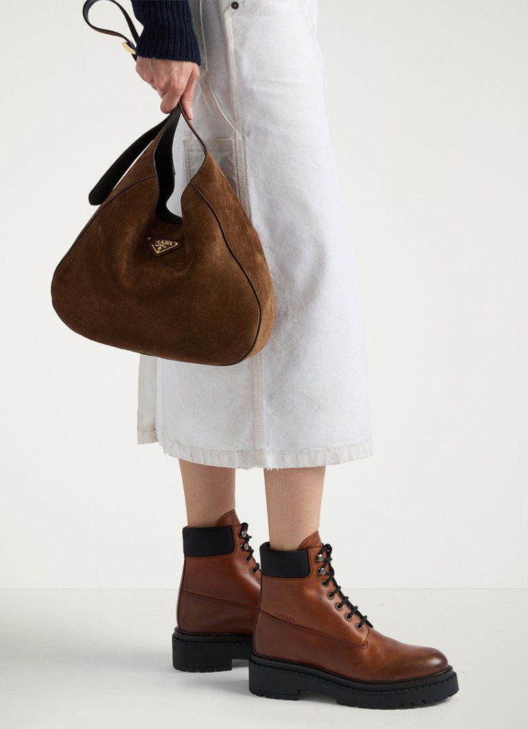 Prada  Re-Nylon veterboot van leer