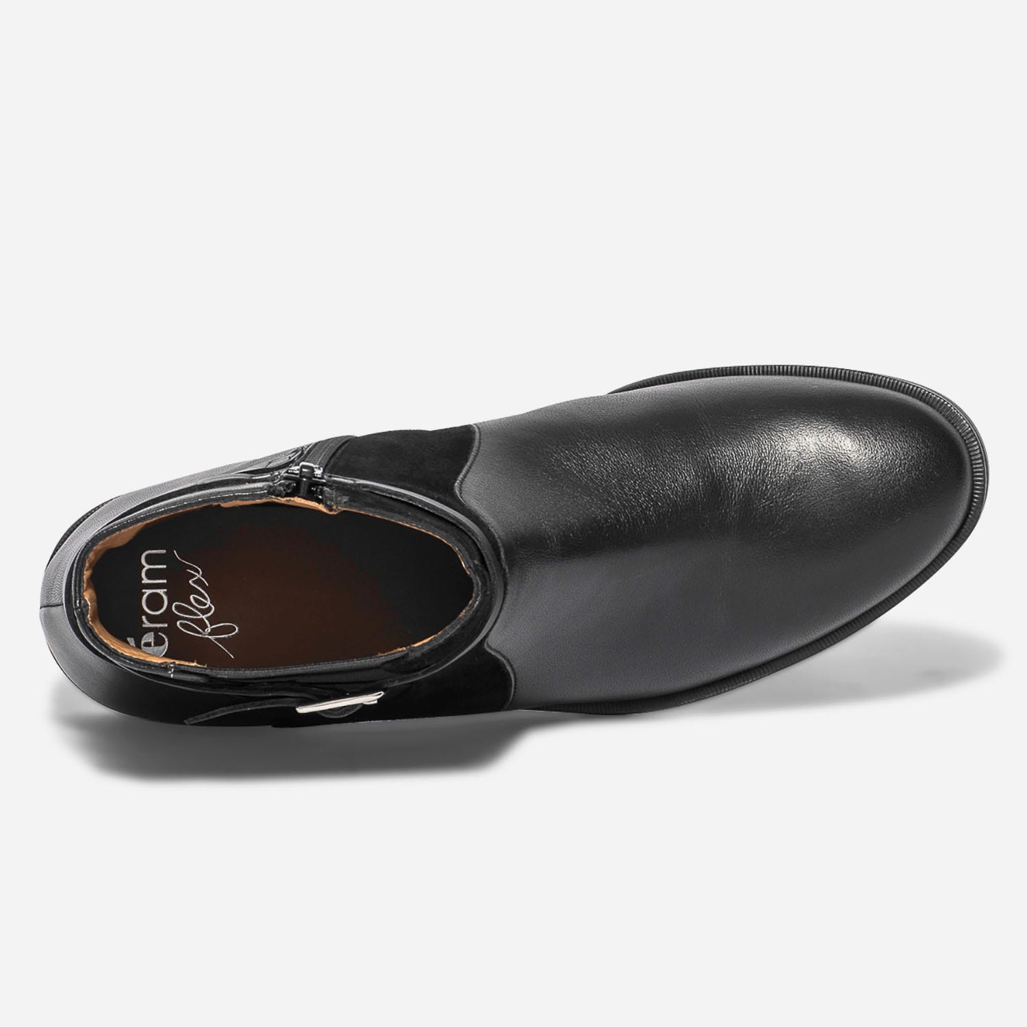 Chelsea boots ERAM FLEX noir en cuir éco-conçu avec bride
