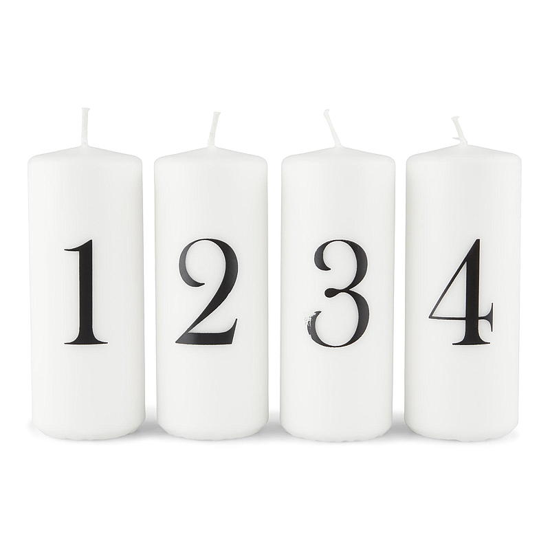 Vie Home Adventslys 4-pk 12 cm, 1-4 stearin hvit