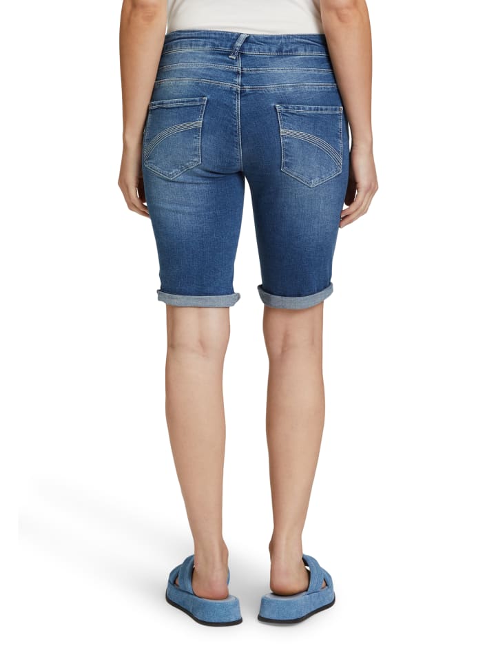 CARTOON Jeans-Shorts mit Stickerei in Blau günstig kaufen 36