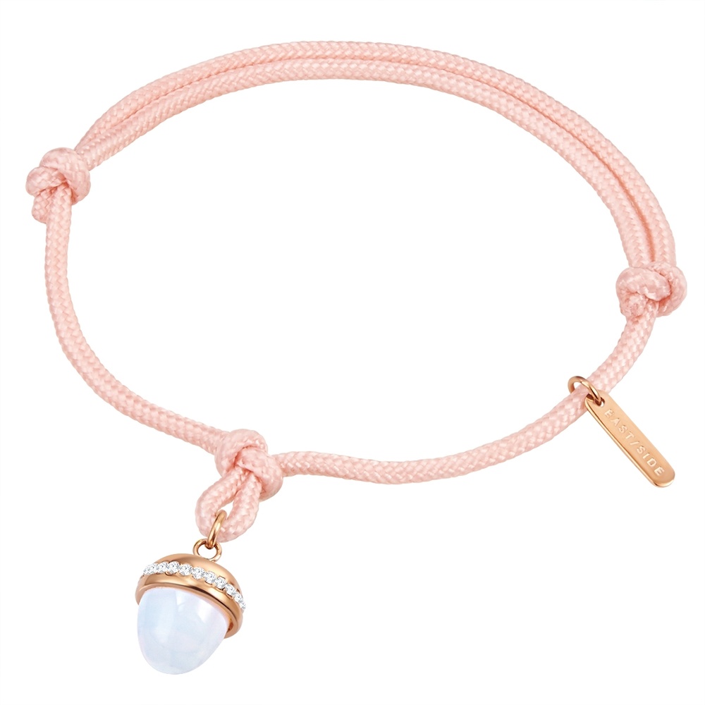 EASTSIDE Bracelet en acier inoxydable Textile Verre Cristal en Rose Bracelet