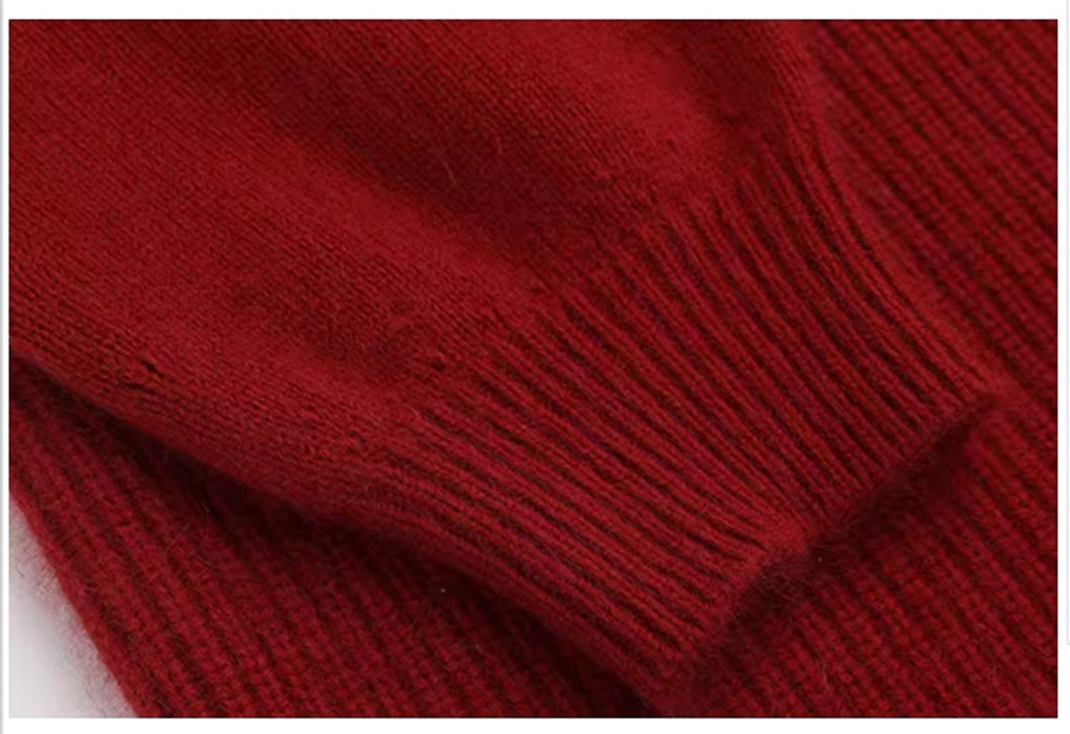 aikidio Stillkleid Roter Retro-Pullover mit V-Ausschnitt, lockerer Strickpullover