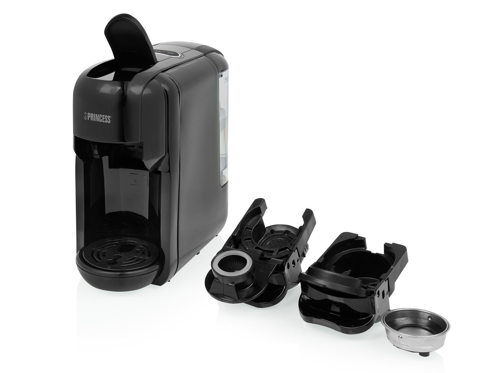 PRINCESS Kapselmaschine, 3in1 Kaffee-Padmaschine kleine 1 Tassen Maschine, Wassertank abnehmbar