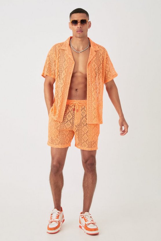 Kastiges gehäkeltes Hemd & Shorts
