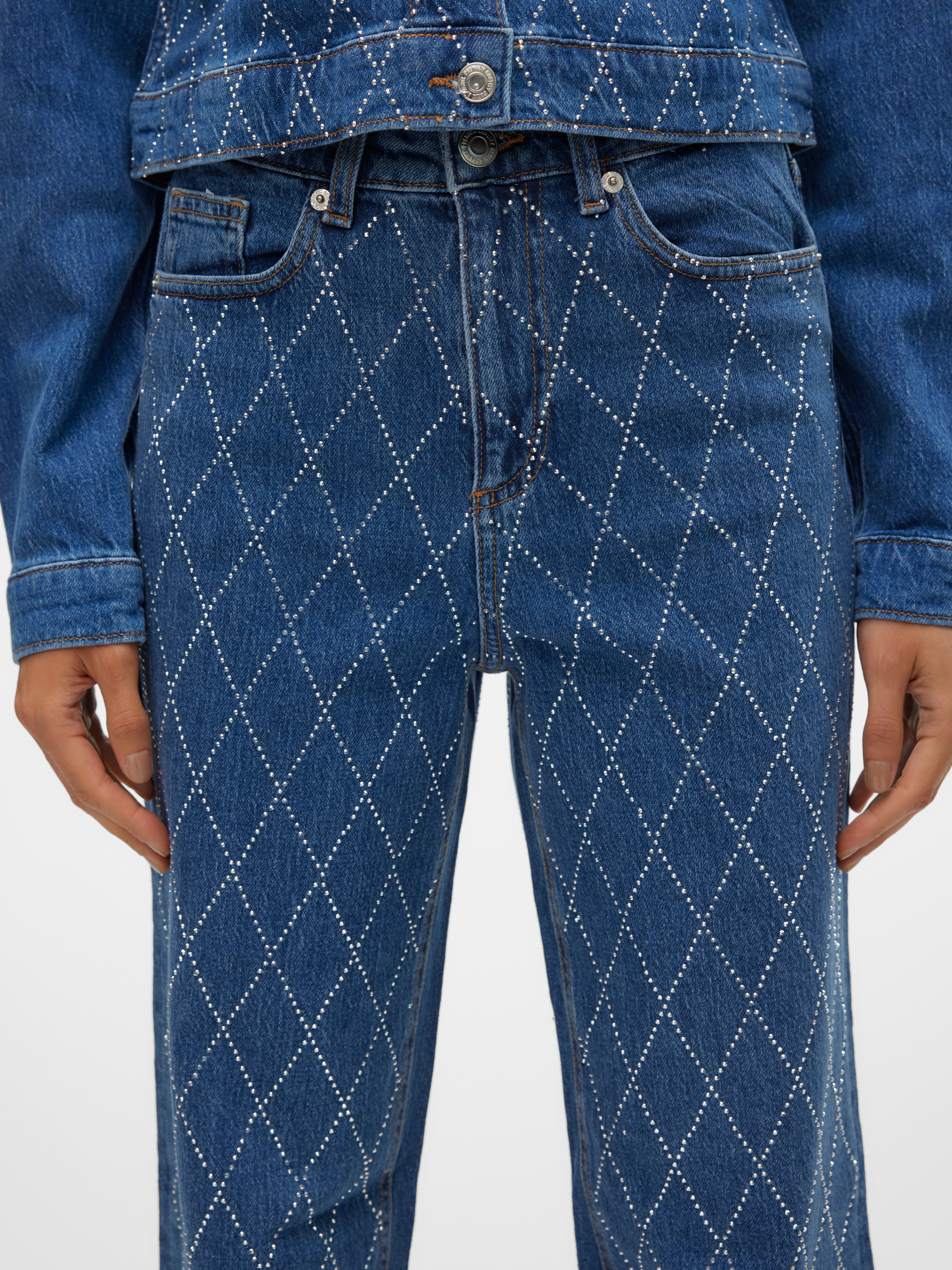 VMTESSA Hohe Taille Weit geschnitten Jeans