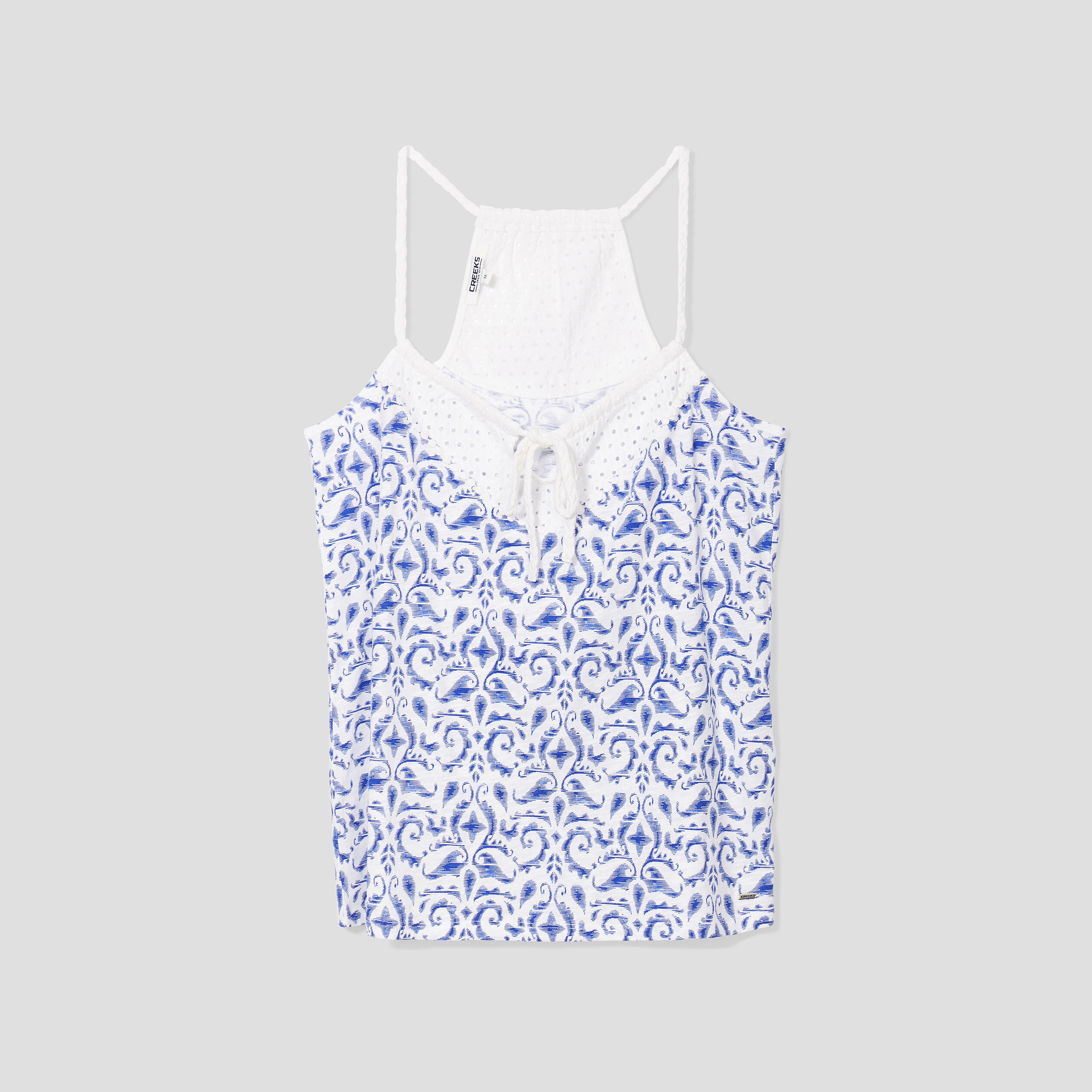 Débardeur broderie anglaise et cordons ecru femme | La Halle
