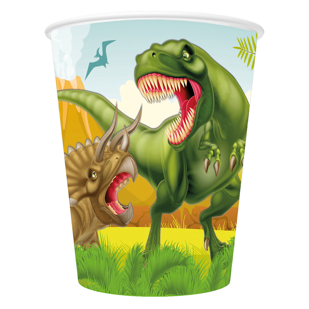 Papp-Partybecher/Trinkbecher Dinosaurier, 250 ml, 8 Stück