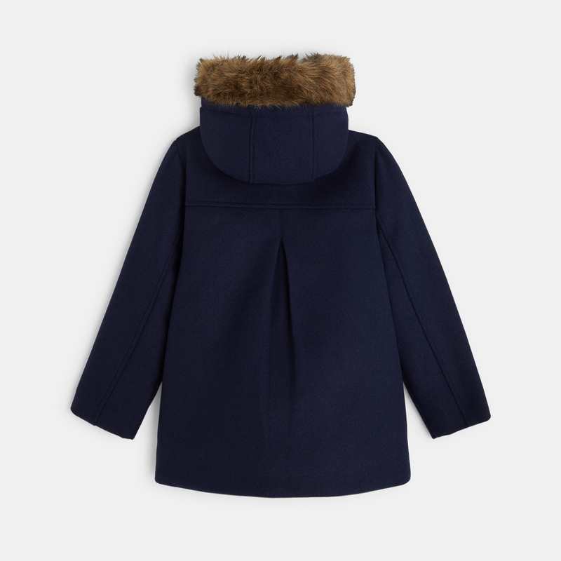 Manteau de ville caban à capuche bleu fille
