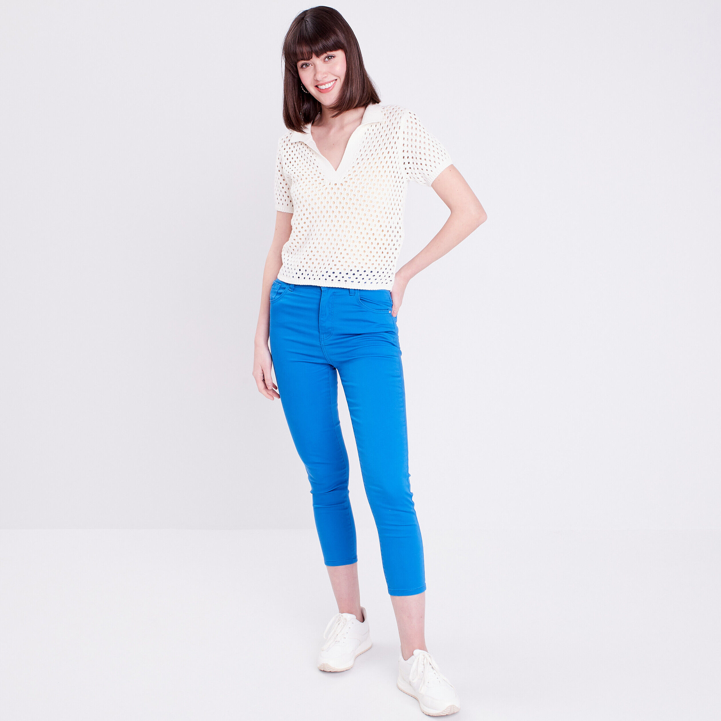 Polo manches courtes ecru femme | Cache Cache